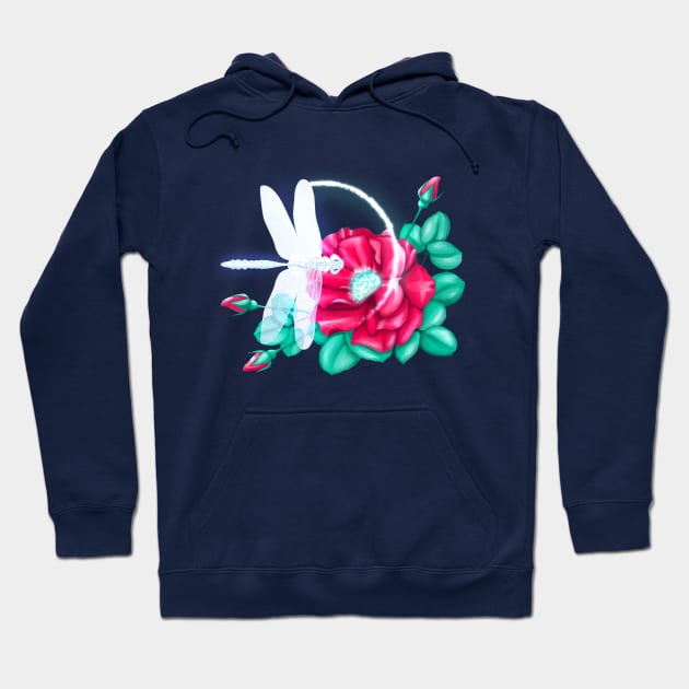 Full bloom | Dragonfly loves roses Hoodie by hisameartwork